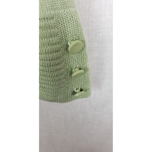 Evolution By Cyrus Myna Button Sleeve Cardigan M Cela Green Open Front Classic - Picture 4 of 6